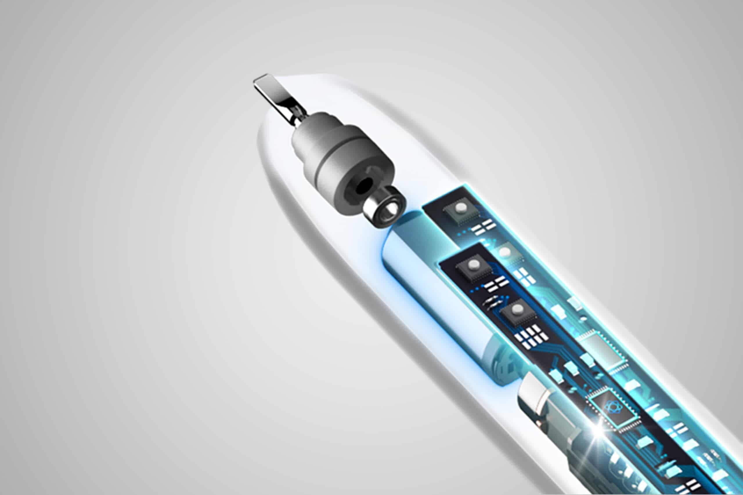 Close-up of an electric toothbrush motor assembly